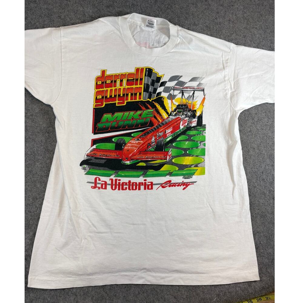 Vintage 90s Darrell Gwynn Mike Dunn La Victoria Salsa Racing Shirt Mens XL White